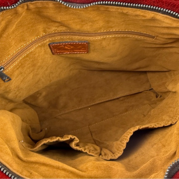 Patricia Nash Carducci Ochre Handbag Distressed Red Leather Purse Long Strap - Picture 10 of 16